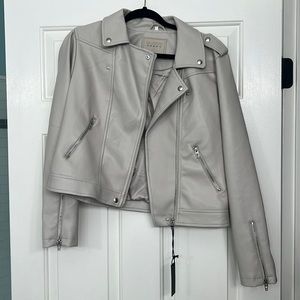 Blank NYC faux leather moto jacket size medium.  Taupe/very light grey color NWT